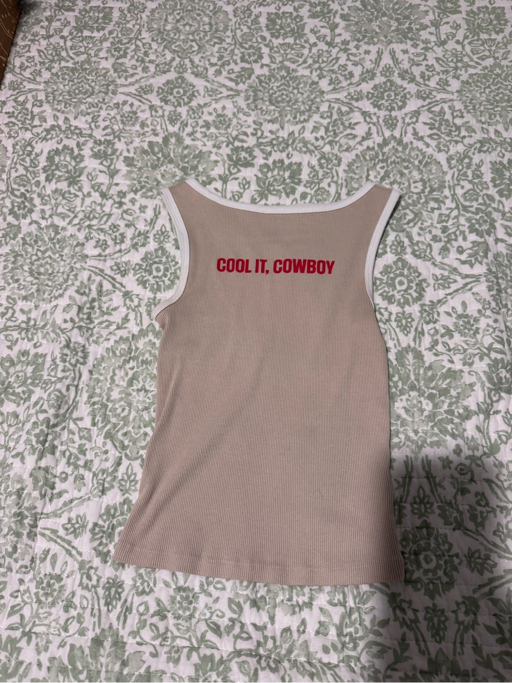 wild fable Beige Ribbed Tank with Red 'COOL IT, COWBOY' Logo